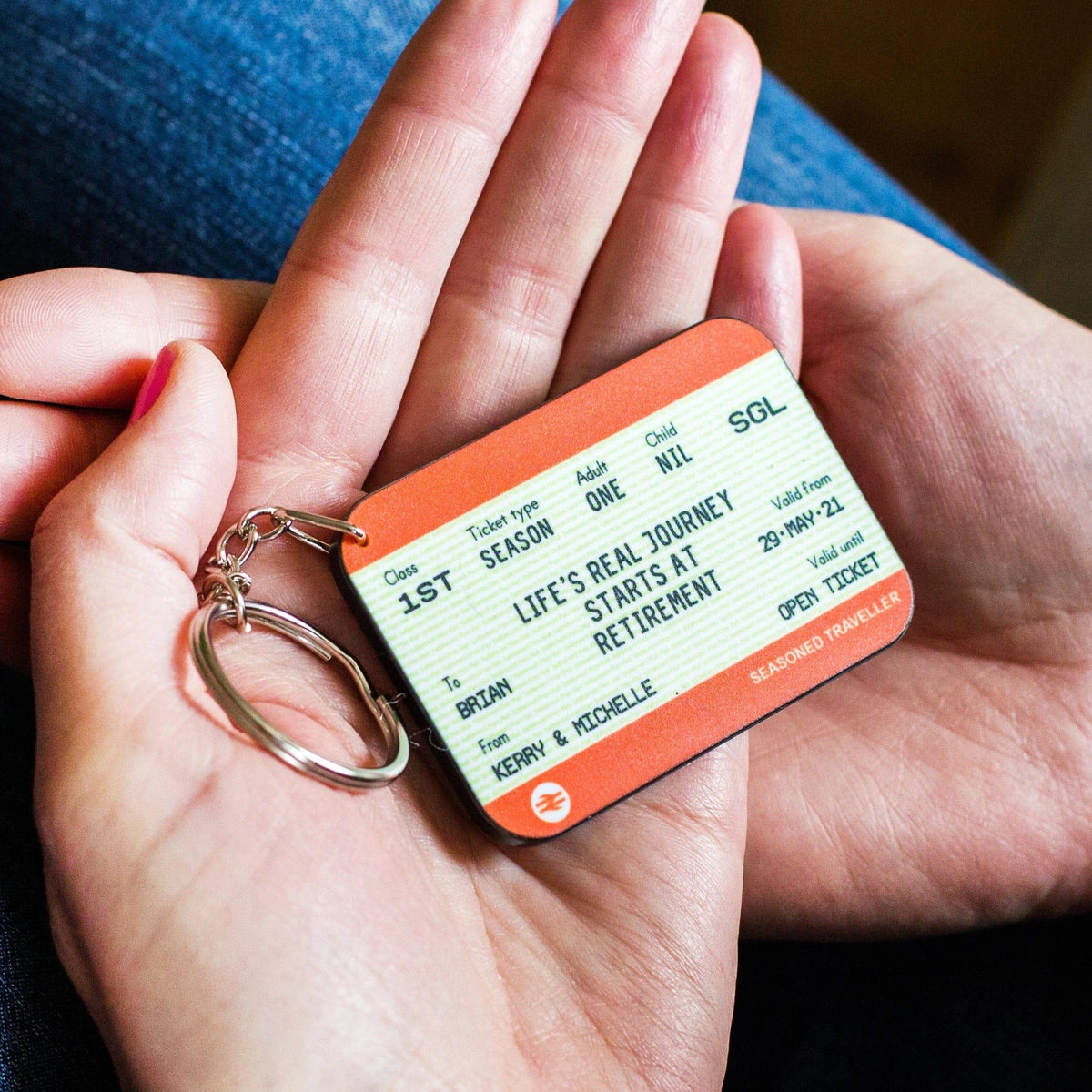 Personalised Train Ticket Retirement Keyring Personalised Keyring Of Life & Lemons 