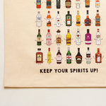 a reuseable cotton shopping bag illustrated with boozy bottles and a pick me up message