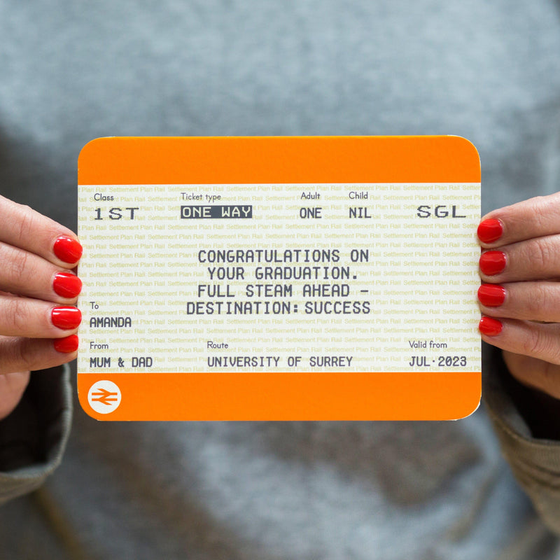 Personalised Train Ticket Graduation Card - Of Life & Lemons®