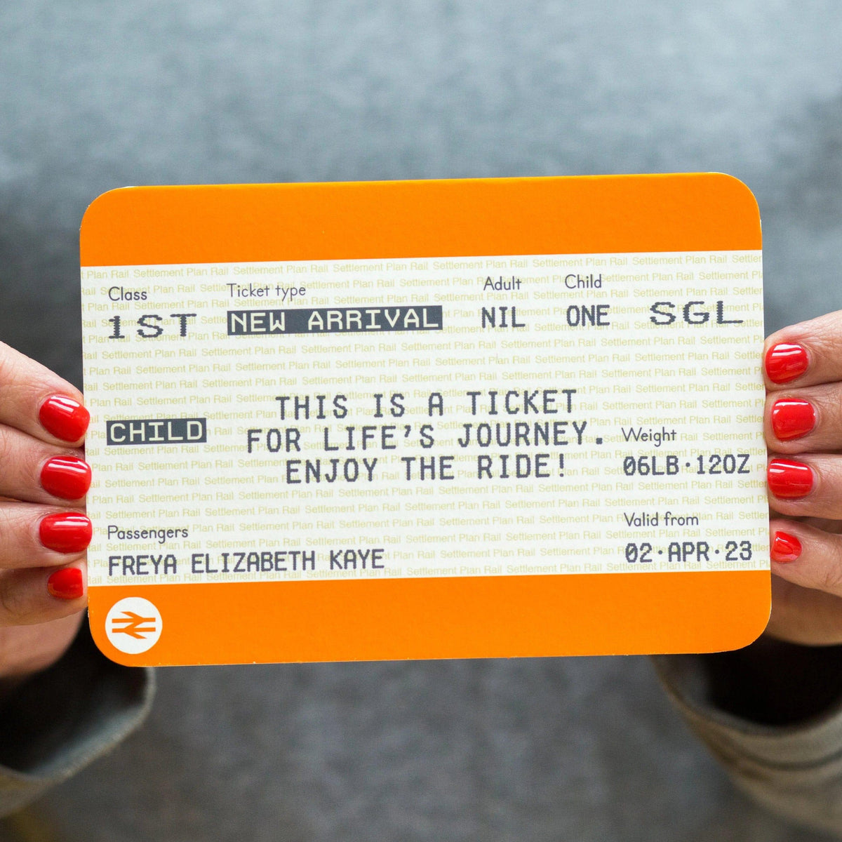 Personalised Train Ticket New Baby Card - Of Life & Lemons®