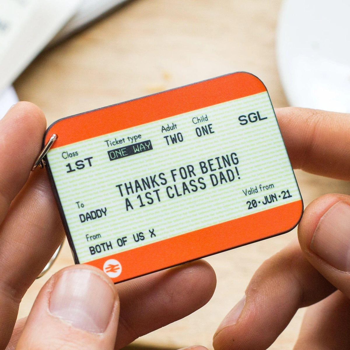 Personalised Train Ticket Father's Day Keyring Personalised Keyring Of Life & Lemons 