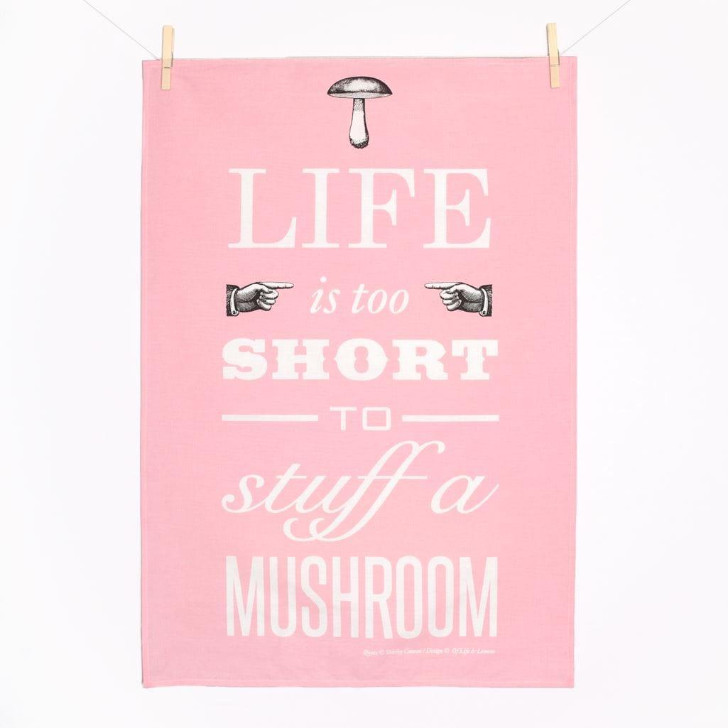 'Life is too short..' Tea Towel - Pink Tea Towel Of Life & Lemons 