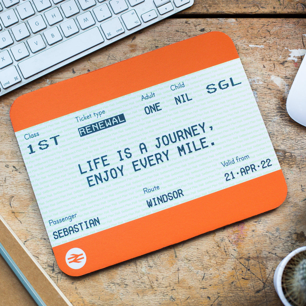 Personalised Train Ticket Mouse Mat Birthday Gift Mouse Mat Of Life & Lemons® 