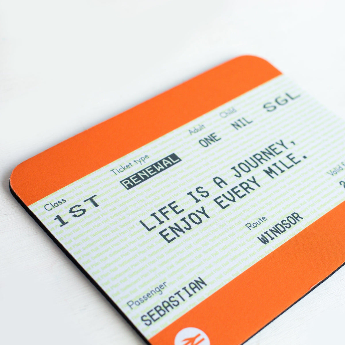 Personalised Train Ticket Mouse Mat Birthday Gift Mouse Mat Of Life & Lemons® 