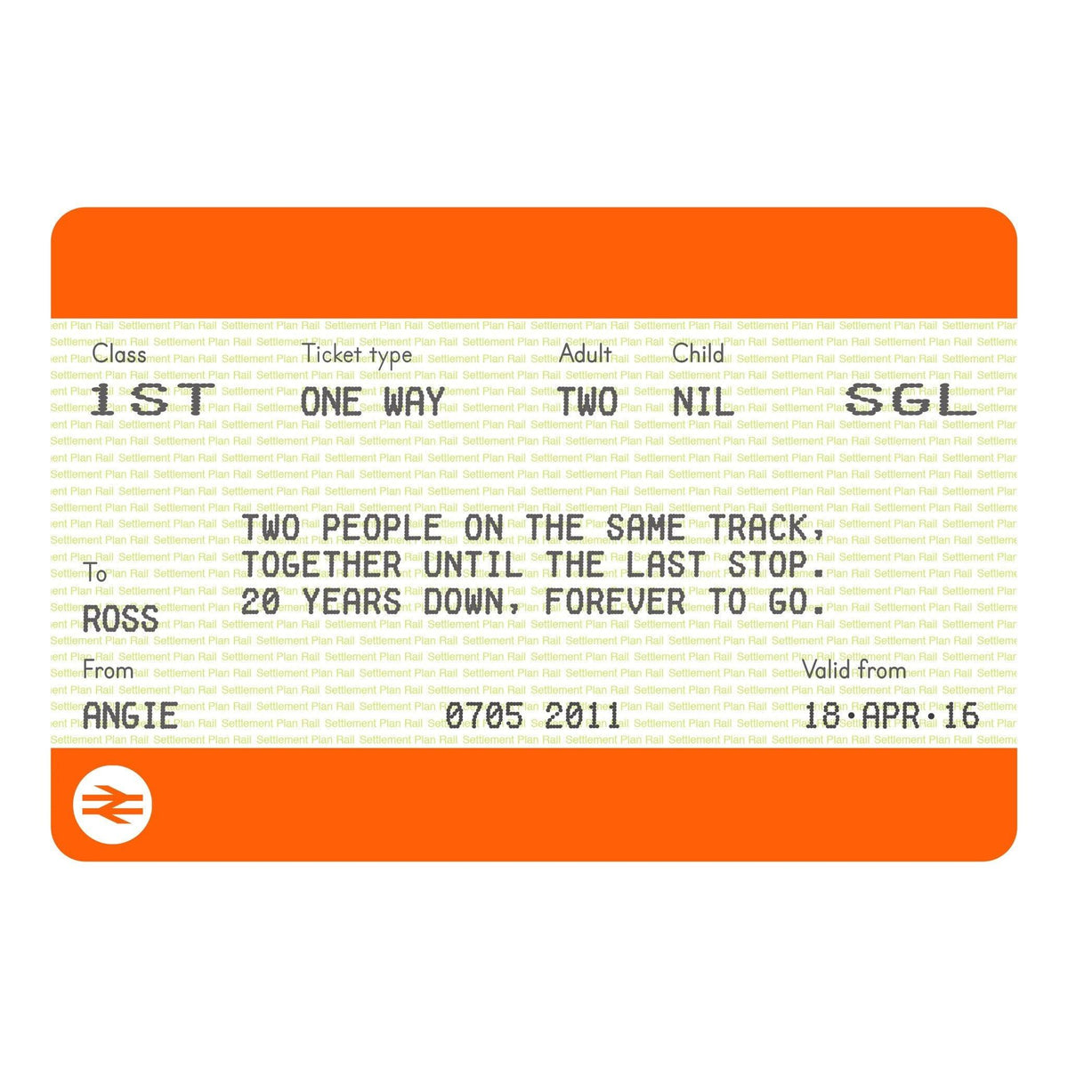 Personalised Train Ticket Anniversary Print Train Ticket Prints Of Life & Lemons 