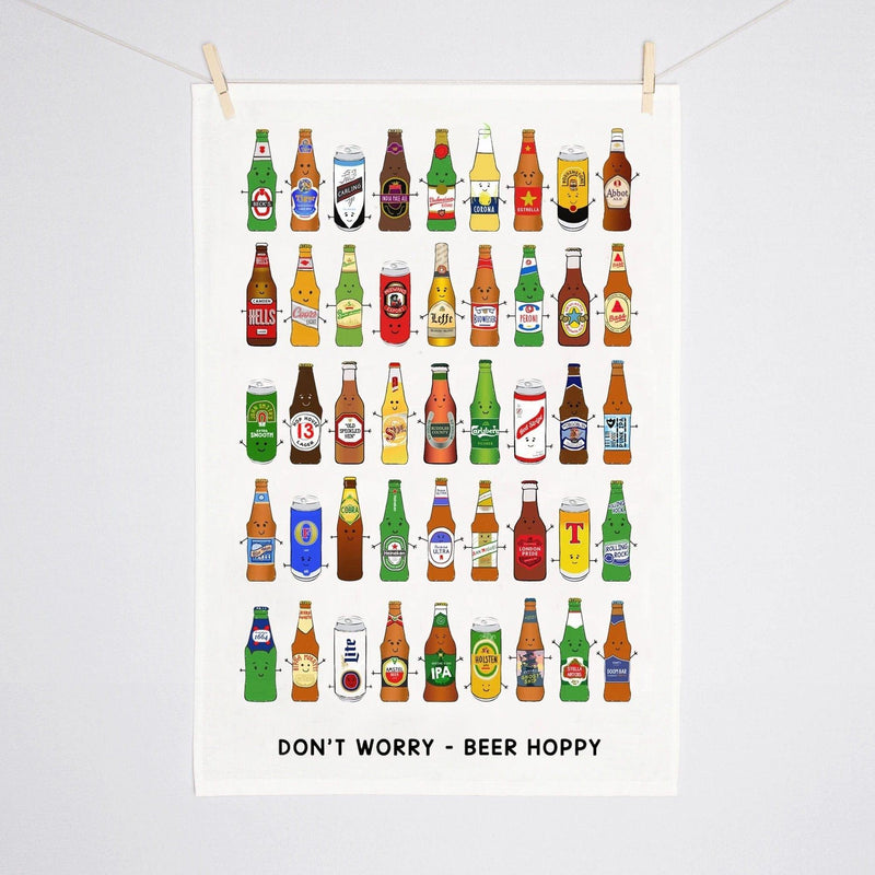 'Beer Hoppy' Beer Montage Tea Towel Tea Towel Of Life & Lemons 