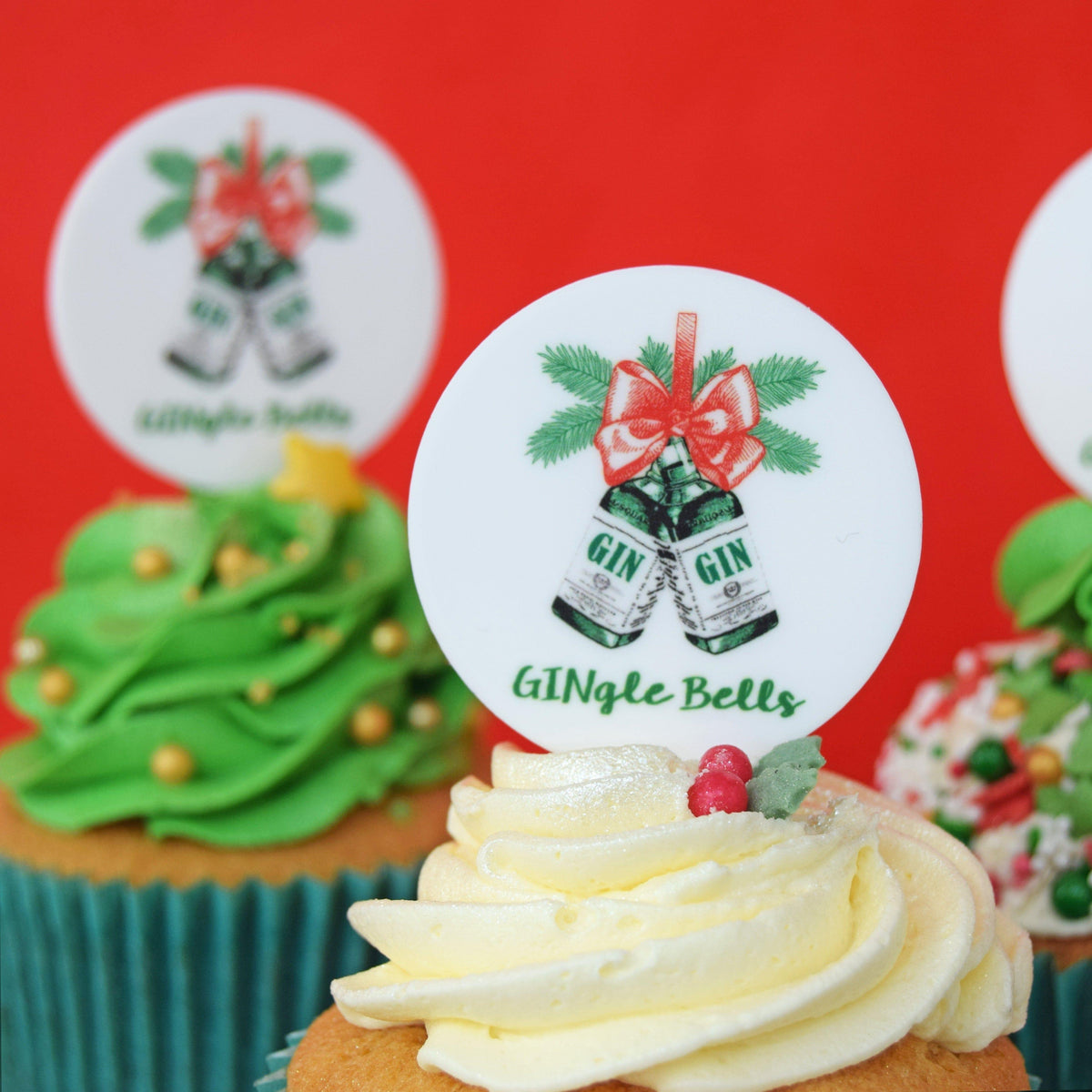 GINgle Bells Christmas Cupcake Toppers cupcake topper Of Life & Lemons® 