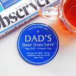 Personalised 'Blue Plaque' Glass Coaster for Dad Coaster Of Life & Lemons® 