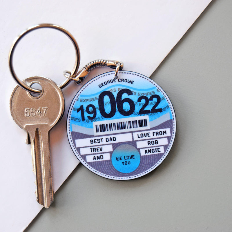 Personalised Tax Disc Keyring for Dad Personalised Keyring Of Life & Lemons 