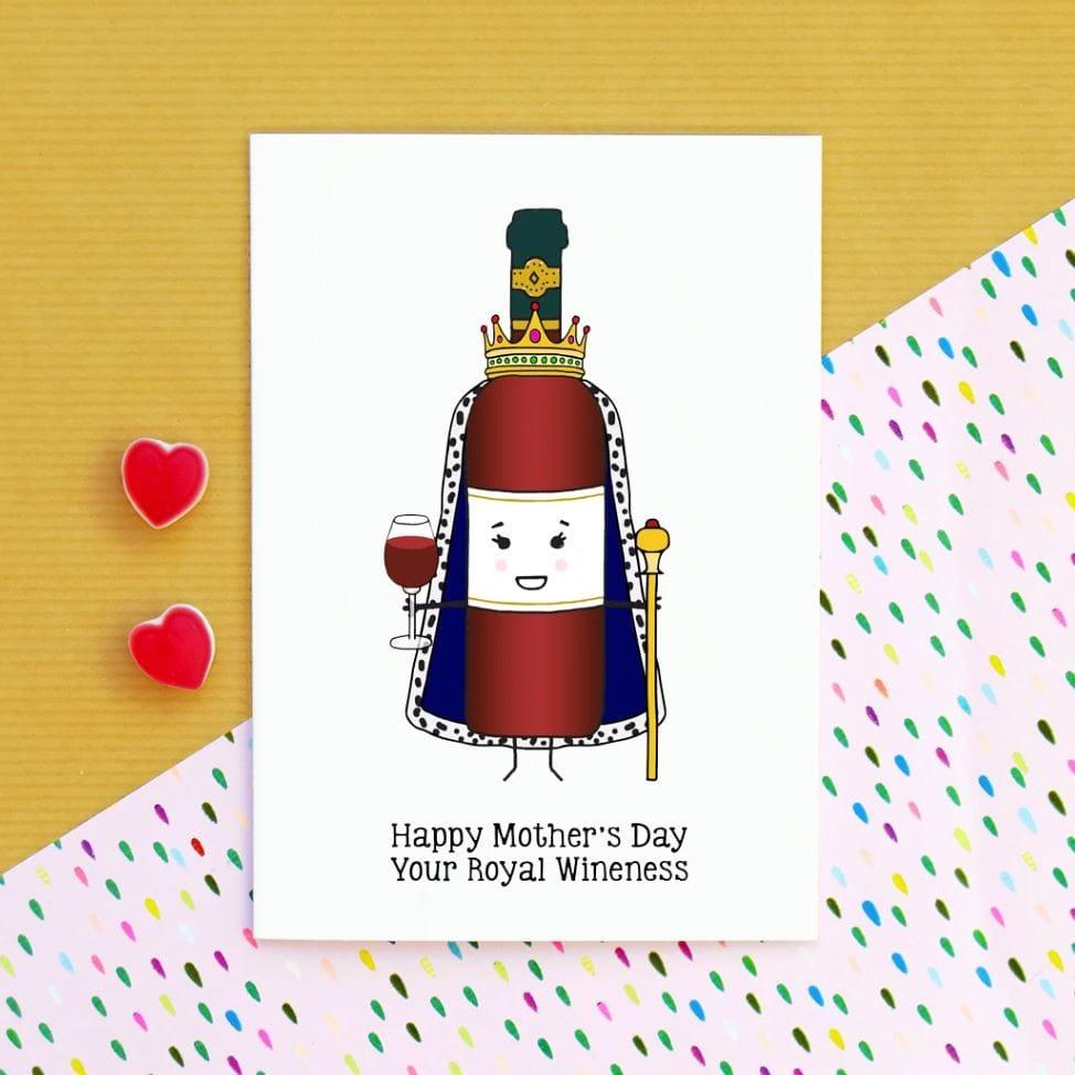 'Her Royal Wine-ness' Funny Wine Mother's Day Card Cards for Mum Of Life & Lemons 