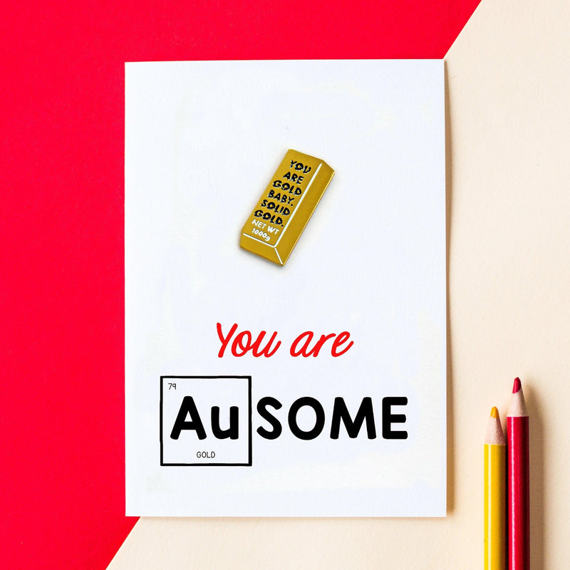 'You Are Awesome' Gold Pun Card & Badge General Cards Of Life & Lemons 