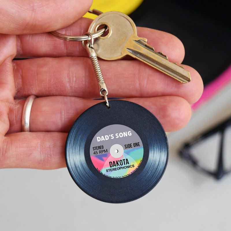 'Dad's Song' Personalised Vinyl Keyring for Dad Personalised Keyring Of Life & Lemons 