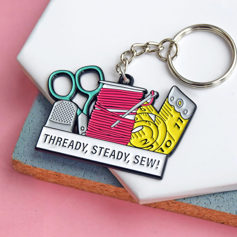 'Thready, Steady, Sew!' Keyring Keyring Of Life & Lemons 