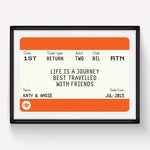 Personalised Train Ticket Friendship Print Train Ticket Prints Of Life & Lemons 