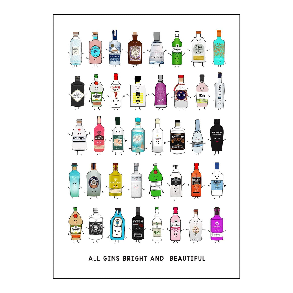 'All Gins Bright & Beautiful' Print Montage Prints Of Life & Lemons 