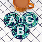 Tropical Leaf Monogram Coaster Coaster Of Life & Lemons® 