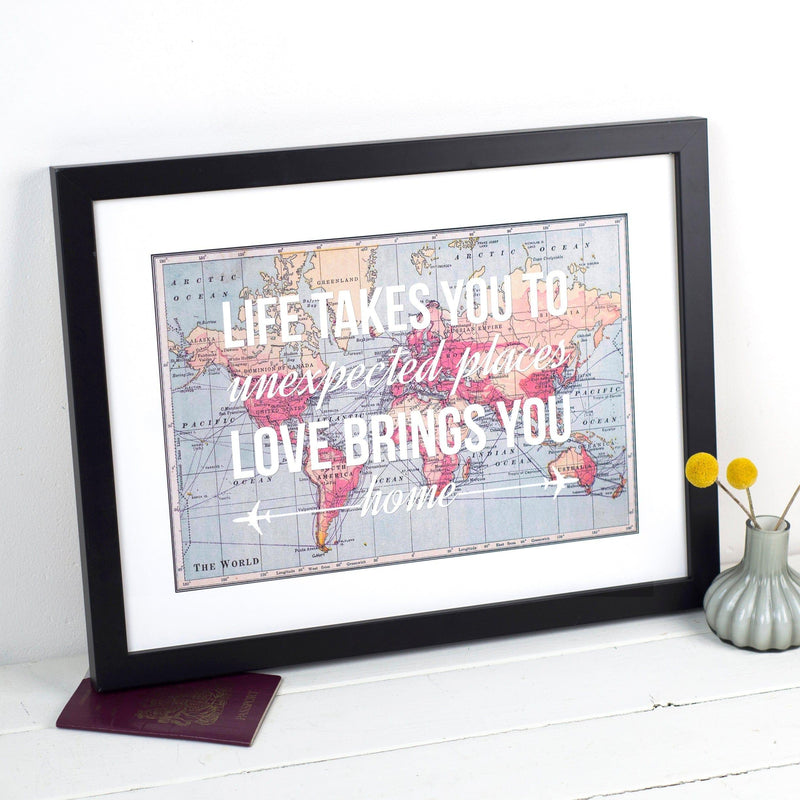 Personalised Love Quote Map Print Map Prints Of Life & Lemons 