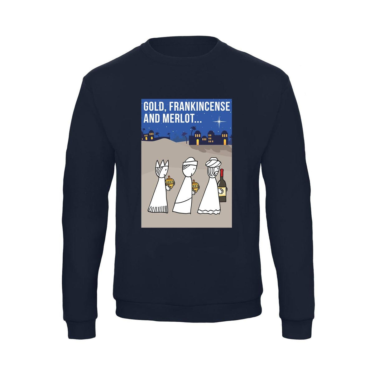 Three Wise Men Funny Wine Christmas Jumper Sweatshirt Of Life & Lemons 