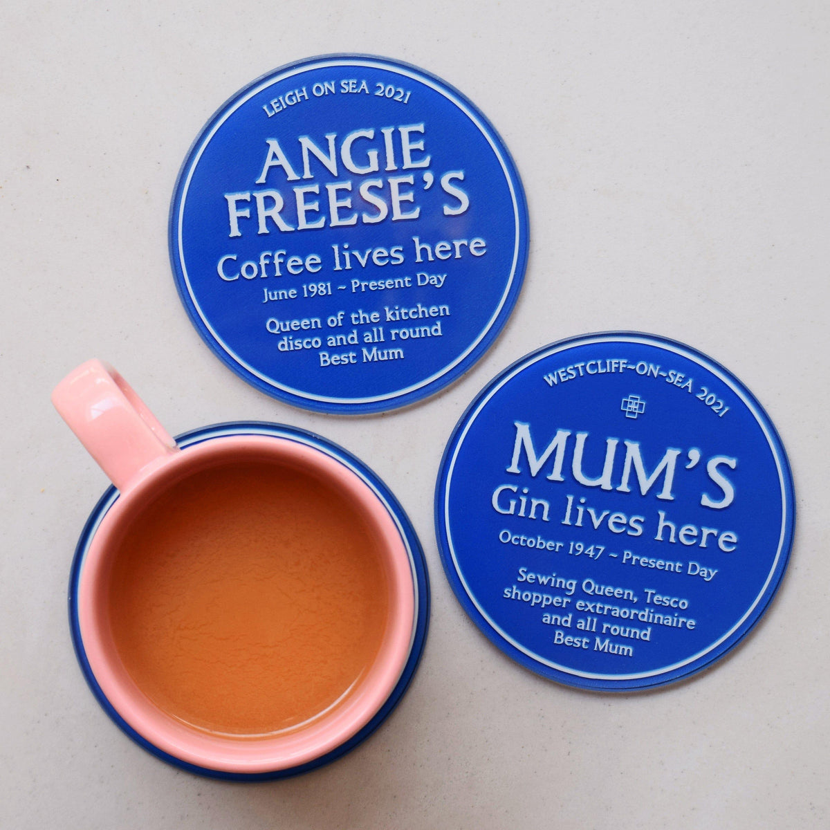 Personalised 'Blue Plaque' Glass Coaster for Mum Coaster Of Life & Lemons® 