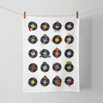 an ideal gift for a music lover, this tea towel is illustrated with various different music genres