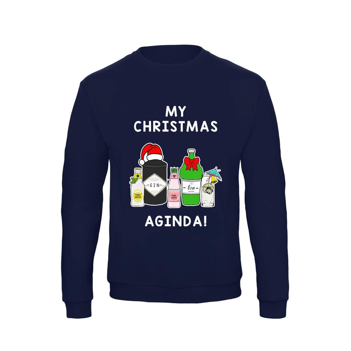 'Christmas Aginda' Funny Gin Christmas Jumper Sweatshirt Of Life & Lemons 