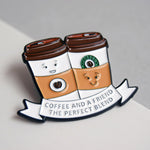 'Coffee and a Friend' Enamel Pin Badge Enamel Pin Badge Of Life & Lemons 