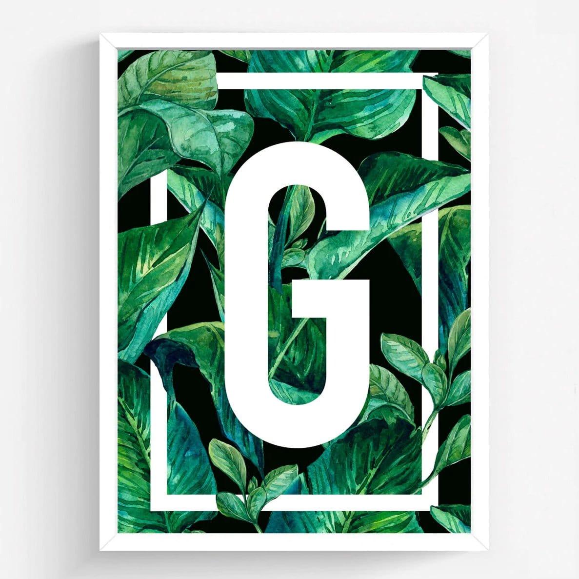 Tropical Leaf Monogram Print Typographic Collection Of Life & Lemons 