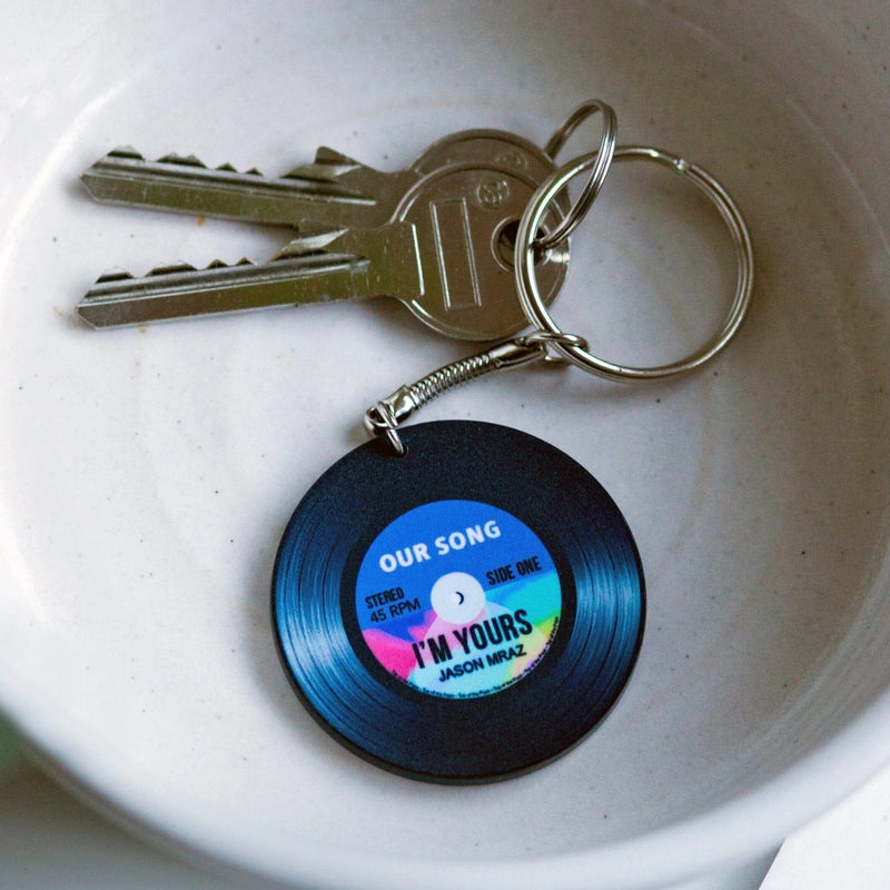 'Our Song' Personalised Vinyl Record Keyring Personalised Keyring Of Life & Lemons 