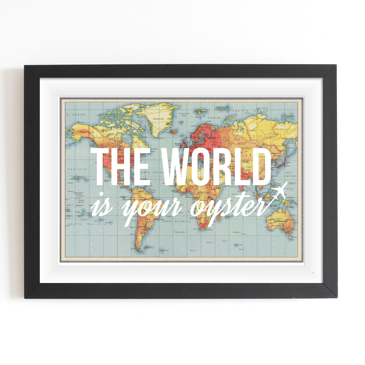 'The World is Your Oyster' World Map Print Map Prints Of Life & Lemons 