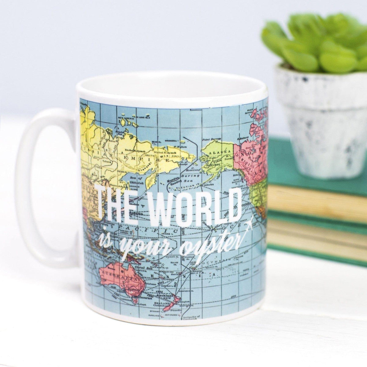 'World is Your Oyster' Map Mug Mug Of Life & Lemons 