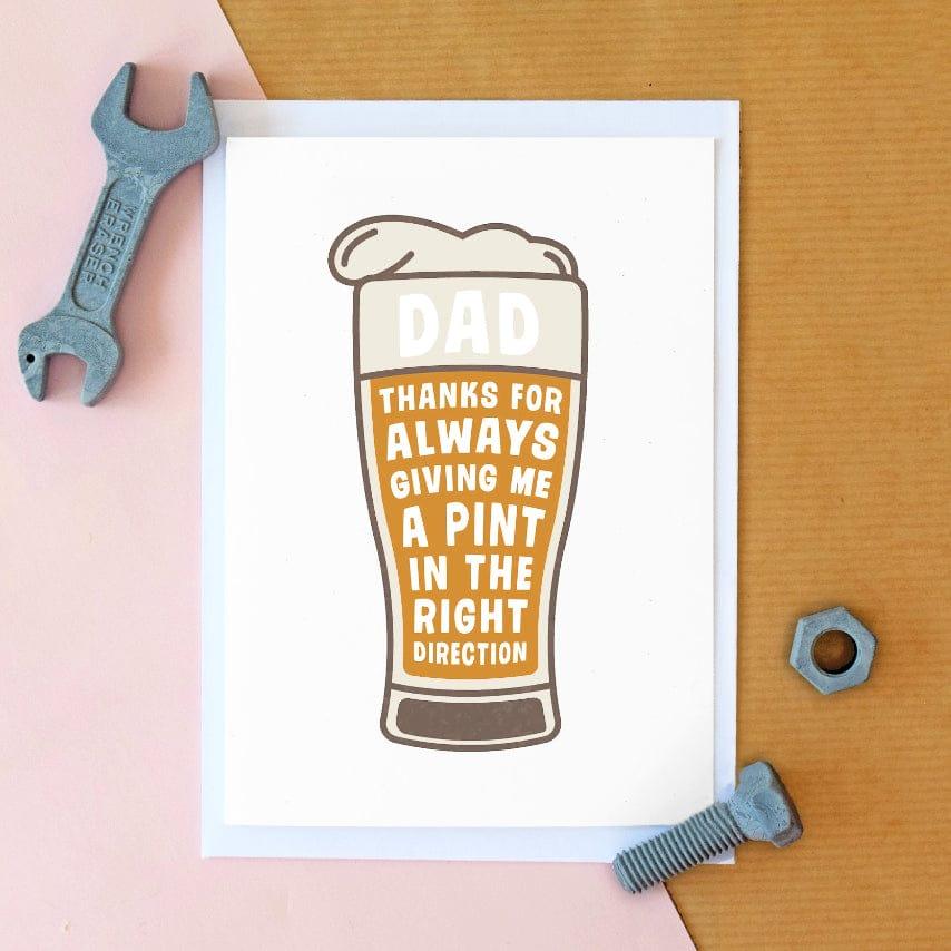 'Pint in the right direction' card for Dad Cards for Dad Of Life & Lemons 