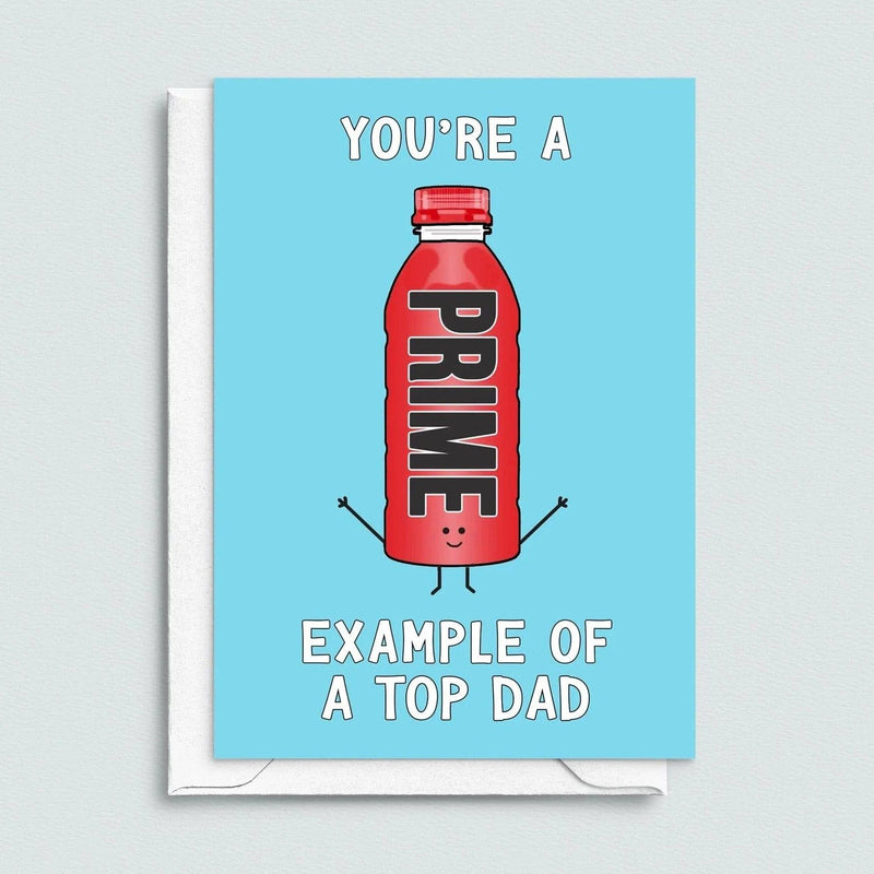 A prime hydration themed Father's Day card