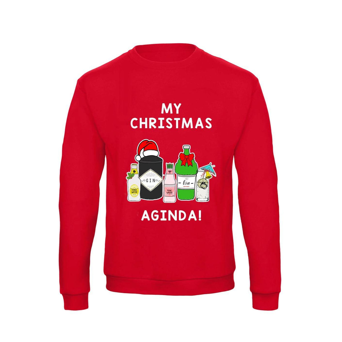 'Christmas Aginda' Funny Gin Christmas Jumper Sweatshirt Of Life & Lemons 