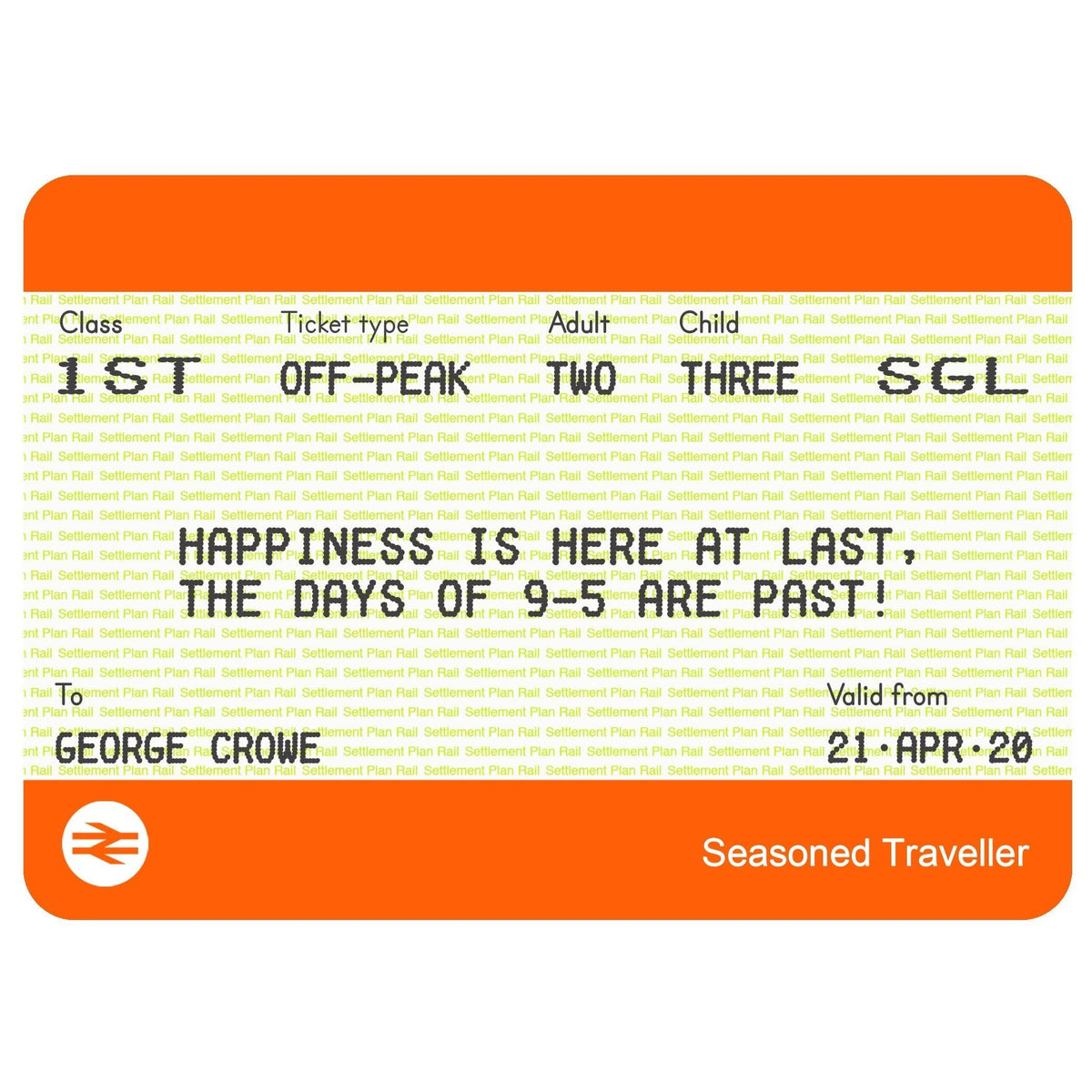 Personalised Train Ticket Retirement Card General Cards Of Life & Lemons 