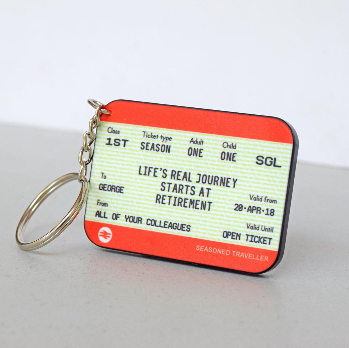 Personalised Train Ticket Retirement Keyring Personalised Keyring Of Life & Lemons 