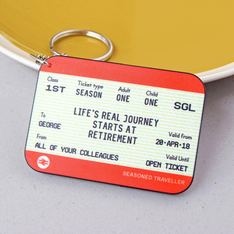 Personalised Train Ticket Retirement Keyring Personalised Keyring Of Life & Lemons 