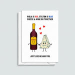 Cheese & Wine Valentine's Card Cards for your Other Half Of Life & Lemons 