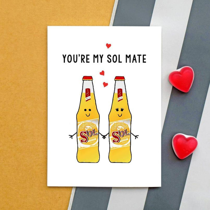 'Sol Mate' Beer Anniversary Card for Partner Cards for your Other Half Of Life & Lemons 