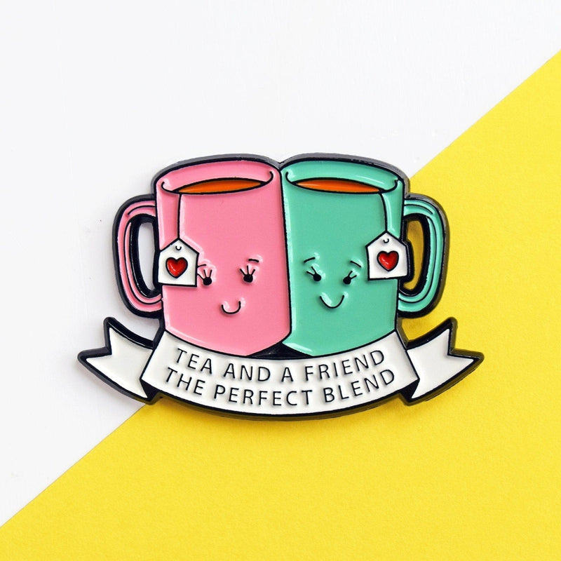 'Tea and a Friend' Enamel Pin Badge Enamel Pin Badge Of Life & Lemons 