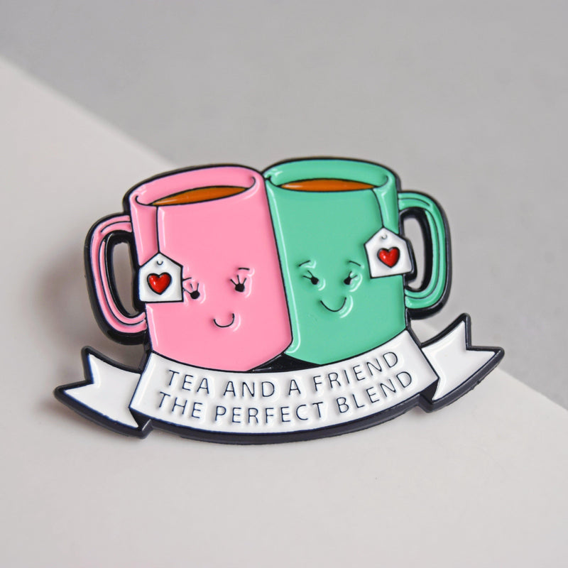 'Tea and a Friend' Enamel Pin Badge Enamel Pin Badge Of Life & Lemons 