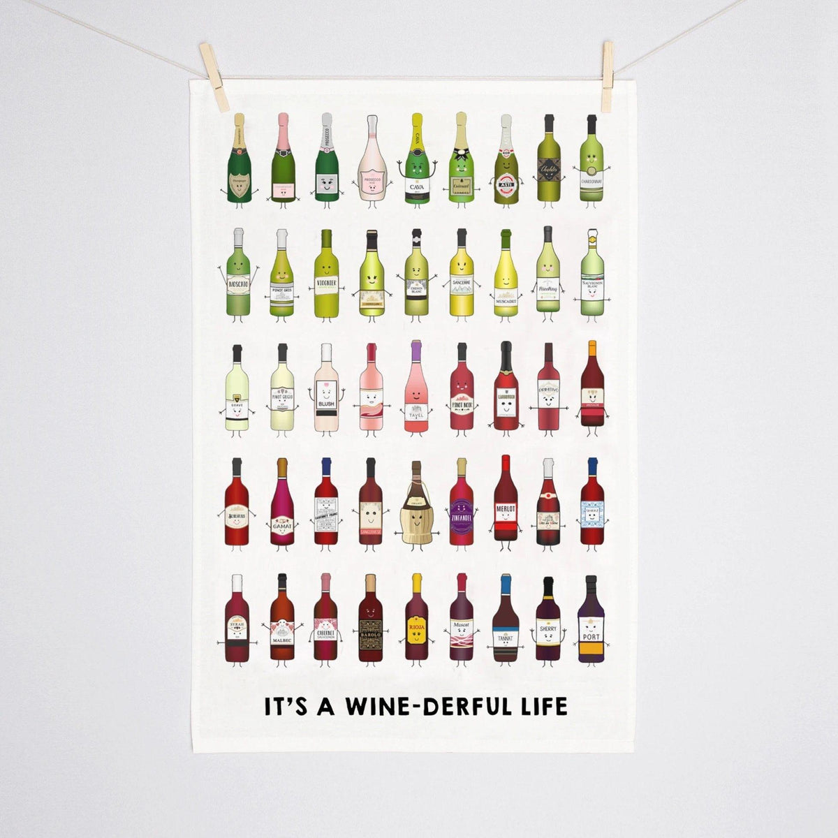 'WINEderful' Wine Montage Tea Towel Tea Towel Of Life & Lemons 