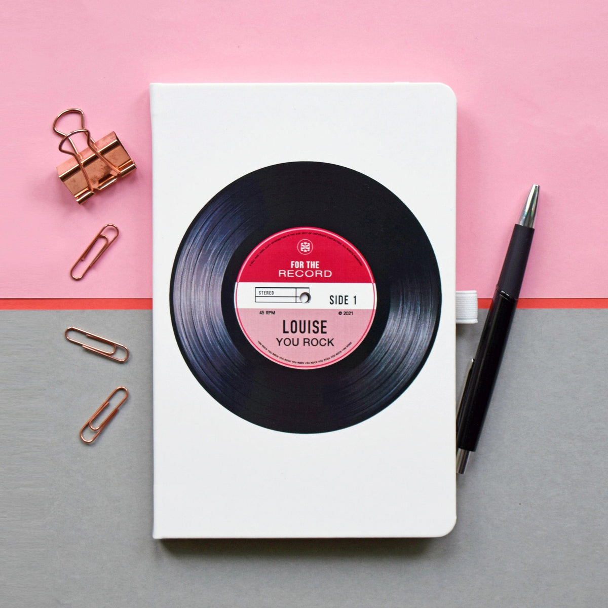 'You Rock' Personalised Vinyl Record Notebook Notebook Of Life & Lemons 